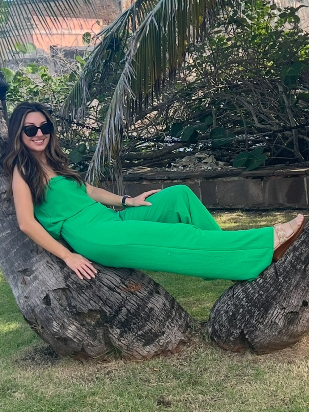 Rolla Coster Emerald Strapless Wide-Leg Jumpsuit